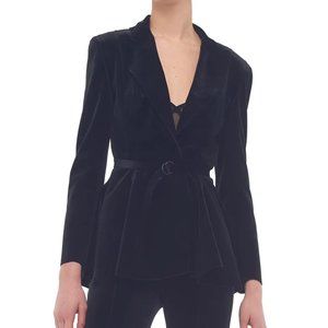 Norma Kamali Black Velvet SB Peplum Jacket, XS